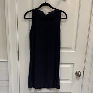 Sleeveless navy button down dress